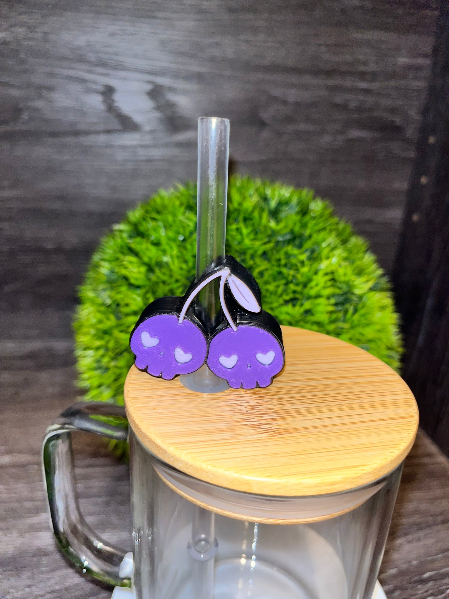 Skull Cherry Straw Topper