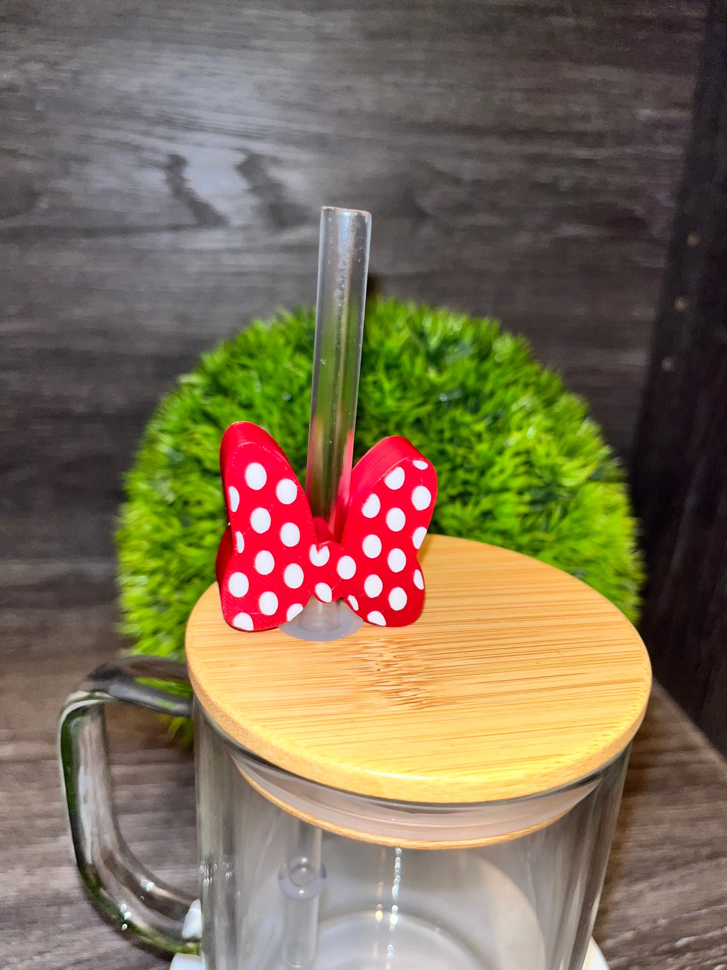 Minnie Mouse Bow Straw Topper