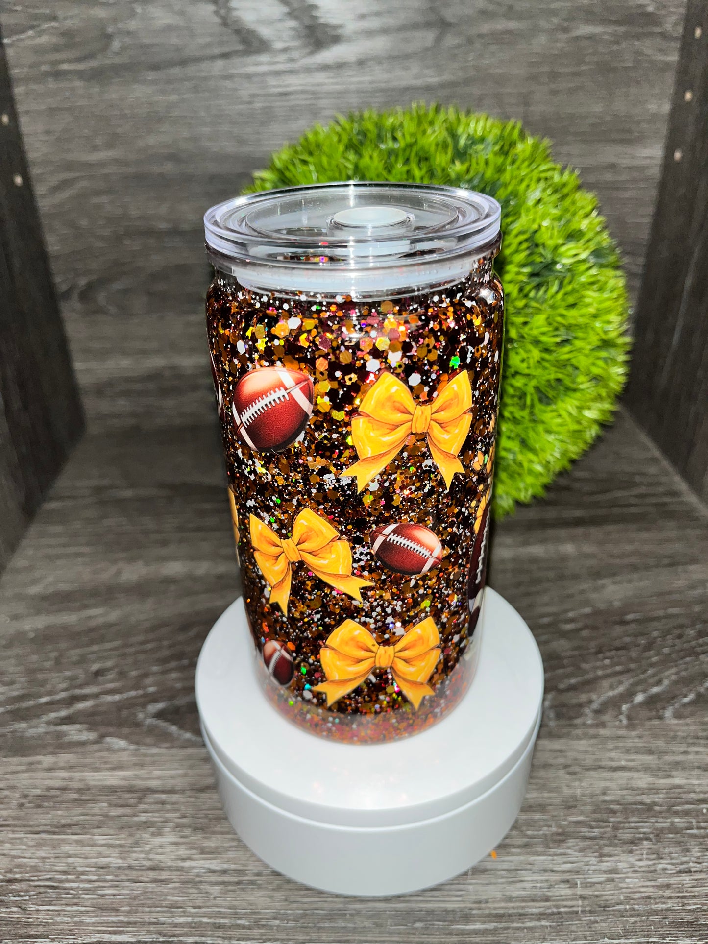 Football Cow Glitter Snowglobe